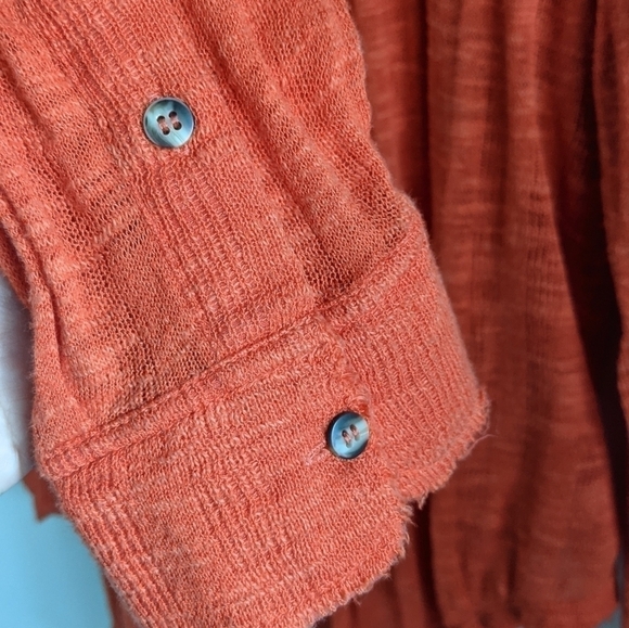 free People Orange Long Knit Button Down L tangerine - Picture 6 of 15